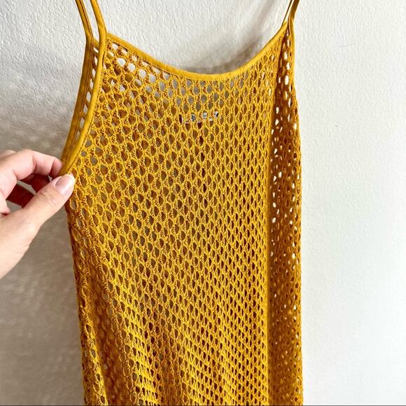 Zara mustard yellow crochet net midi coverup dress - Picture 8 of 12